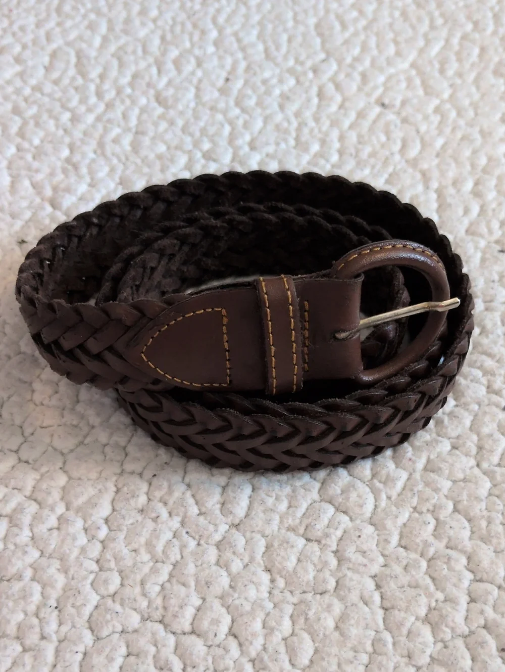 Vintage 80's Genuine Braided Leather Chocolate Brown Western Belt Minimalist